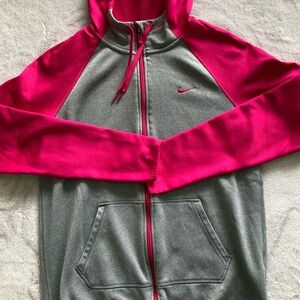 Nike Pink and Gray Zip-Up Hoodie